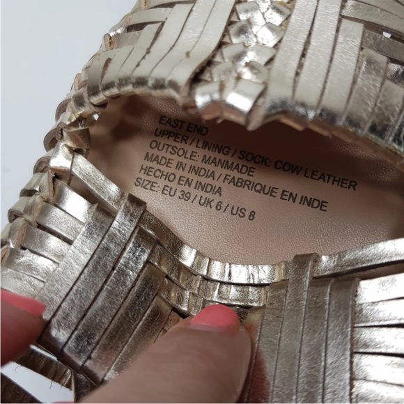 Matisse East End Leather Woven Sandals Sliders UK 6 EU 39 Gold Anthropologie - Picture 7 of 13